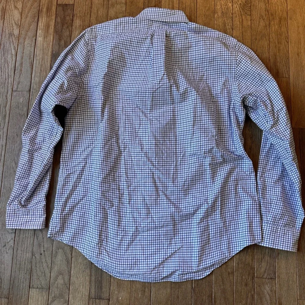 Polo Ralph Lauren Button Down L Classic Fit Tattersall Blue White Y2K Workwear